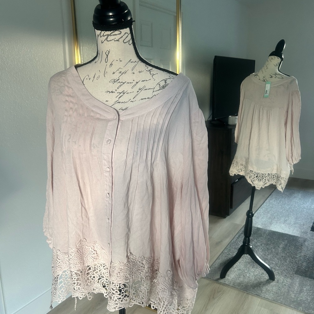 Hazel Soft Pink Lace Blouse